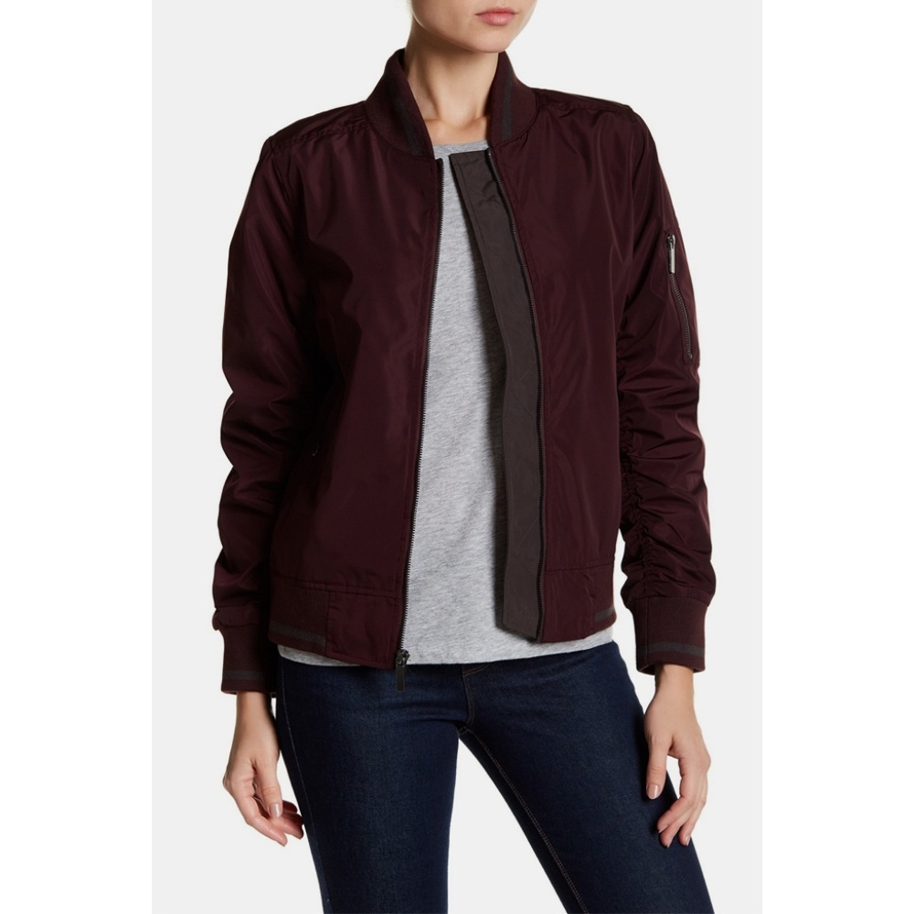 French Connection Plum Bomber Jacket